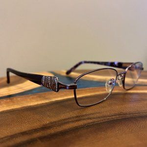 Lady M Collection AMELIA Eyeglasses Frame 51-17-135 Lilac with Rhinestones